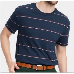 Goodfellow & Co NWT Small Navy Blue Striped Crew Neck T Shirt Retro Casual Tee